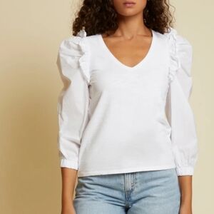 Nation LTD White Ruffle Blouse
